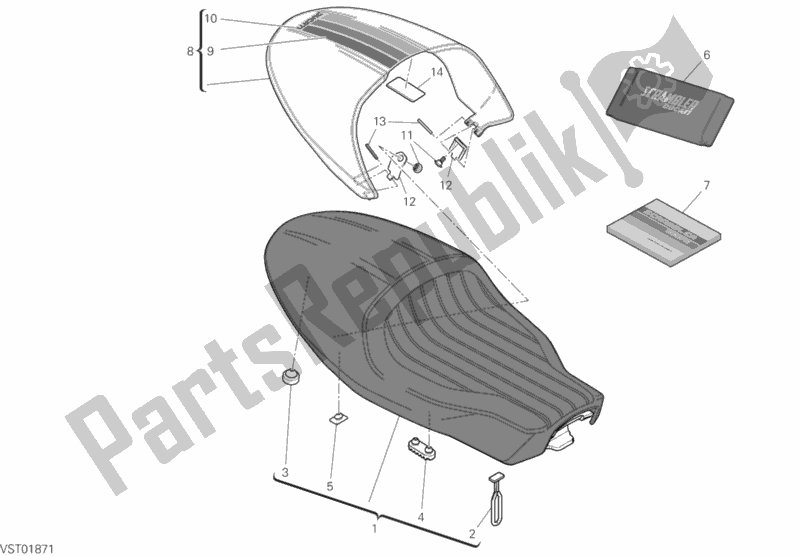 All parts for the Seat of the Ducati Scrambler Cafe Racer 803 2019